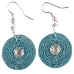 Boucles d'oreilles africaines sisal XL saumon et metal turquoise 300x300